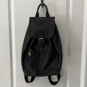 Coach Black Leather Backpack with Gold Bead Tag Vintage 1990